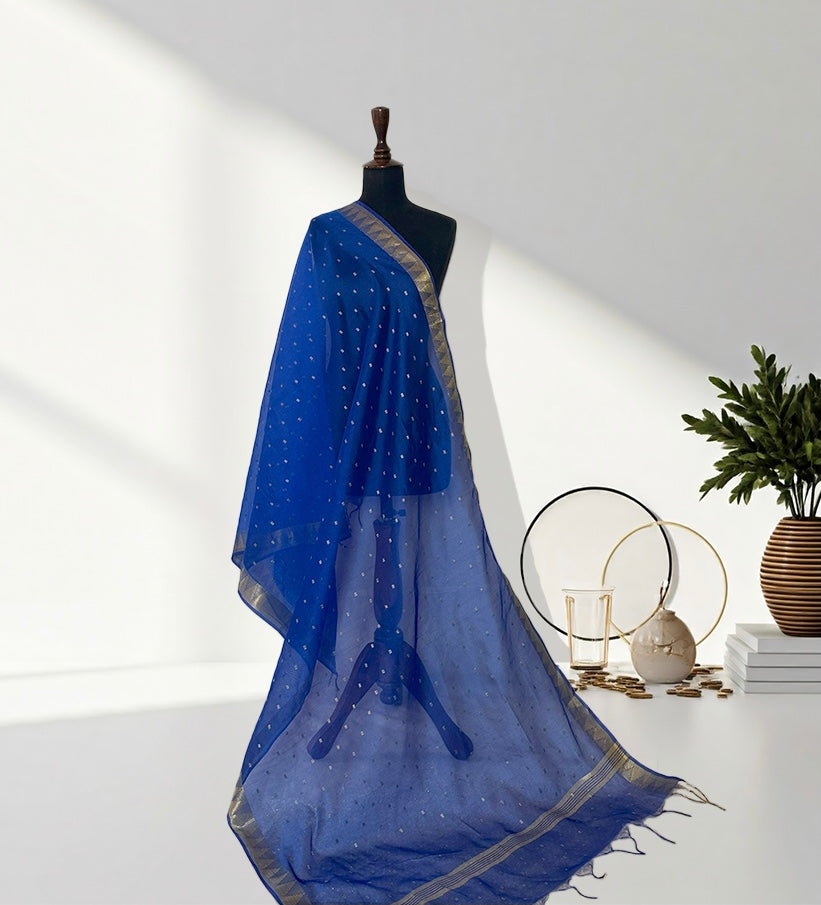 Mystic Blue Radiance: Luxe Banarasi Jacquard Dupatta